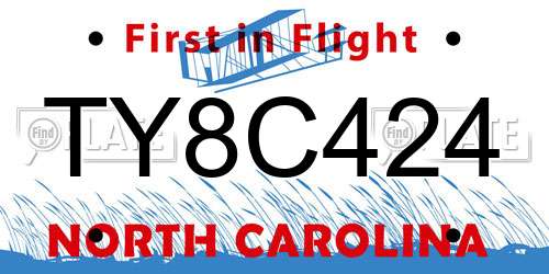 TY8C424 North Carolina License Plate