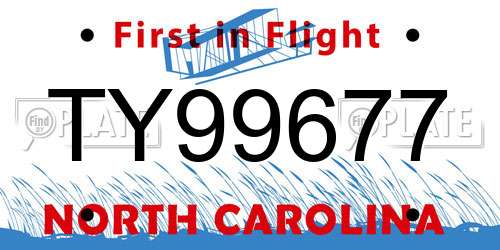 TY99677 North Carolina License Plate