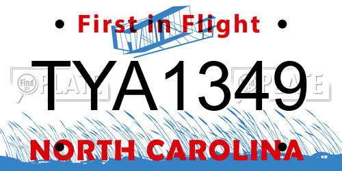 TYA1349 North Carolina License Plate