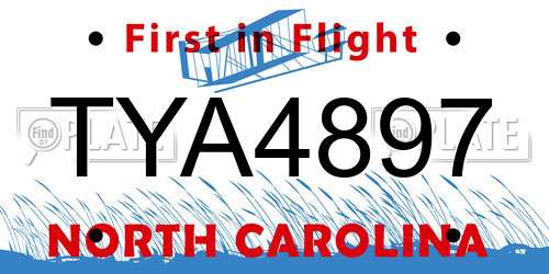 TYA4897 North Carolina License Plate