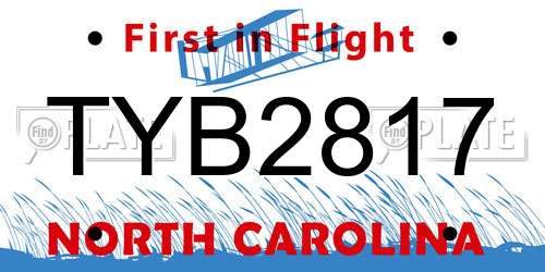 TYB2817 North Carolina License Plate