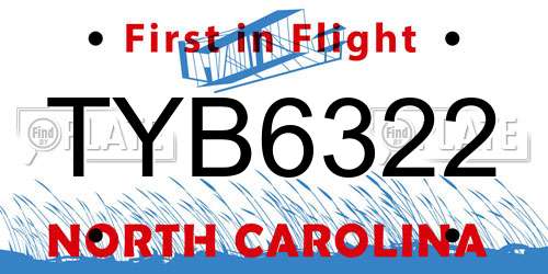 TYB6322 North Carolina License Plate