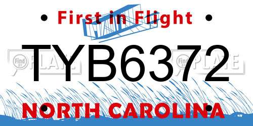 TYB6372 North Carolina License Plate