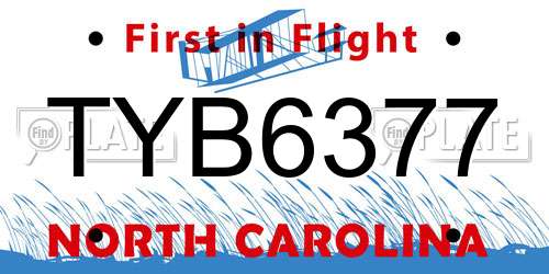TYB6377 North Carolina License Plate