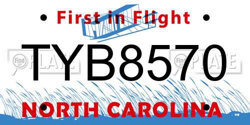 TYB8570 North Carolina License Plate