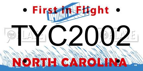 TYC2002 North Carolina License Plate