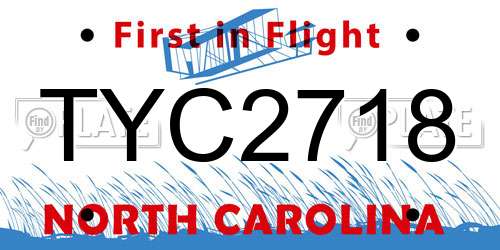 TYC2718 North Carolina License Plate