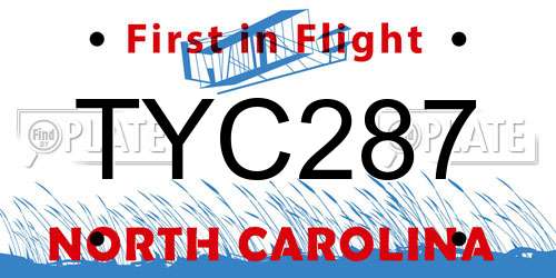 TYC287 North Carolina License Plate
