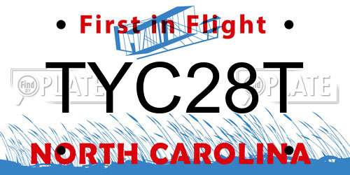 TYC28T North Carolina License Plate