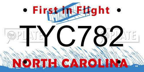 TYC782 North Carolina License Plate