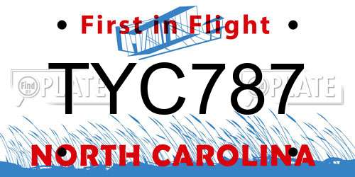 TYC787 North Carolina License Plate