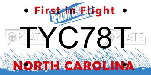 TYC78T North Carolina License Plate