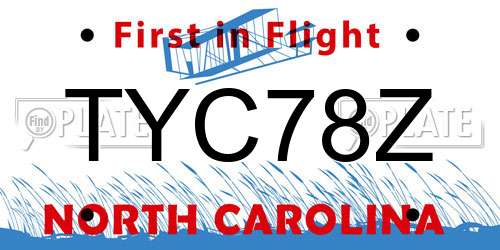 TYC78Z North Carolina License Plate