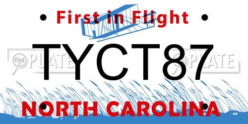 TYCT87 North Carolina License Plate