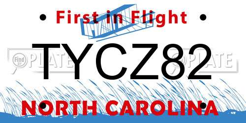 TYCZ82 North Carolina License Plate