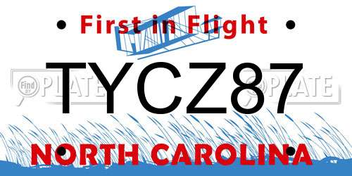 TYCZ87 North Carolina License Plate