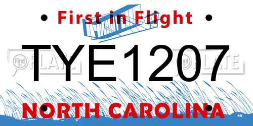 TYE1207 North Carolina License Plate