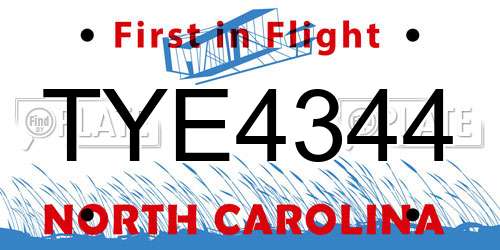 TYE4344 North Carolina License Plate