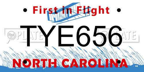 TYE656 North Carolina License Plate