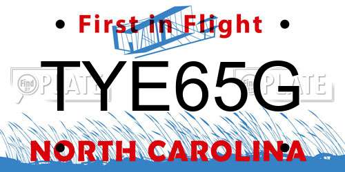 TYE65G North Carolina License Plate