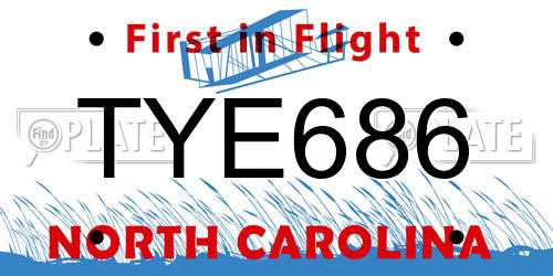 TYE686 North Carolina License Plate