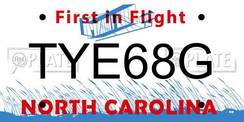 TYE68G North Carolina License Plate