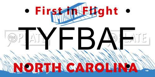 TYFBAF North Carolina License Plate