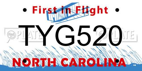 TYG520 North Carolina License Plate