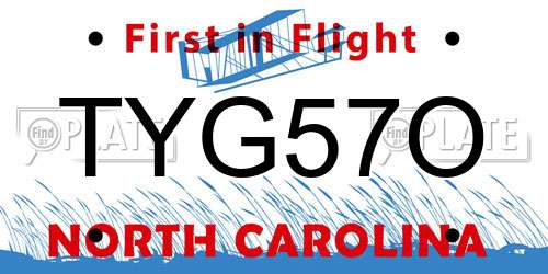 TYG57O North Carolina License Plate