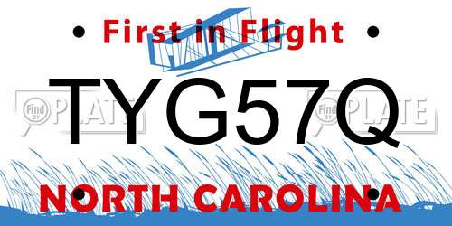 TYG57Q North Carolina License Plate