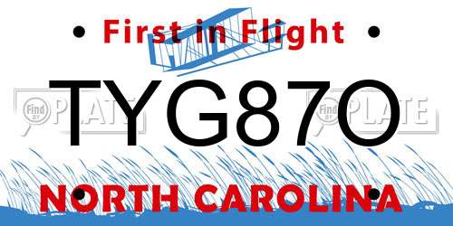 TYG87O North Carolina License Plate