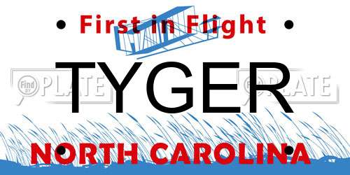 TYGER North Carolina License Plate