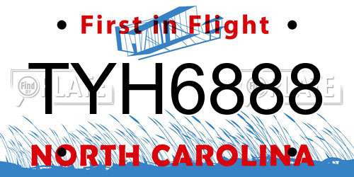 TYH6888 North Carolina License Plate