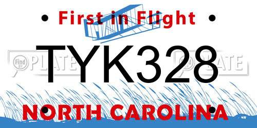 TYK328 North Carolina License Plate