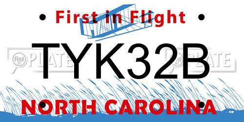 TYK32B North Carolina License Plate