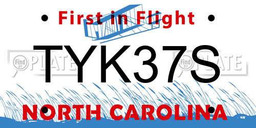 TYK37S North Carolina License Plate