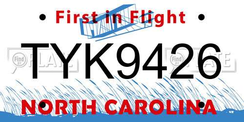TYK9426 North Carolina License Plate