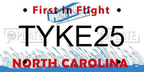 TYKE25 North Carolina License Plate