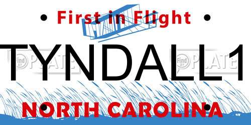 TYNDALL1 North Carolina License Plate