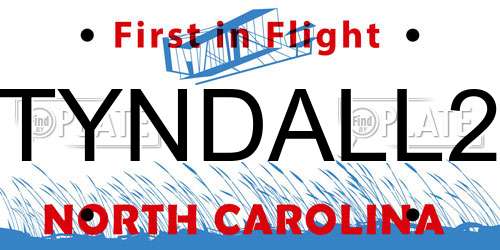 TYNDALL2 North Carolina License Plate