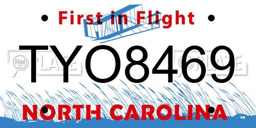 TYO8469 North Carolina License Plate