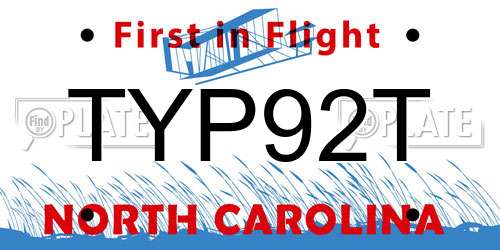 TYP92T North Carolina License Plate