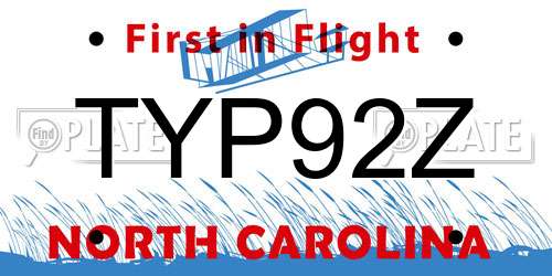 TYP92Z North Carolina License Plate