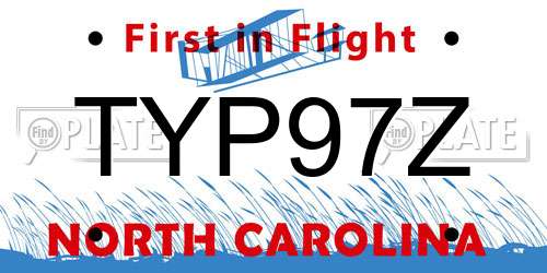 TYP97Z North Carolina License Plate