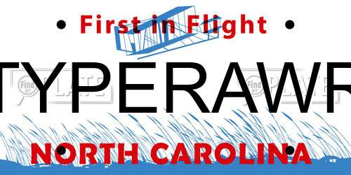 TYPERAWR North Carolina License Plate