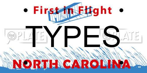 TYPES North Carolina License Plate
