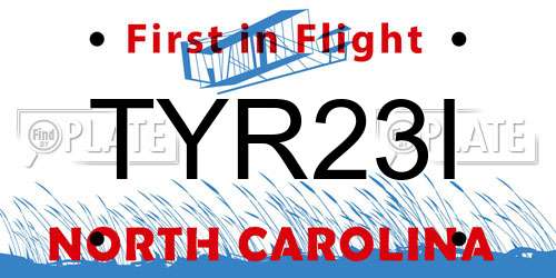 TYR23I North Carolina License Plate