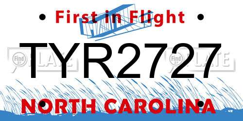 TYR2727 North Carolina License Plate