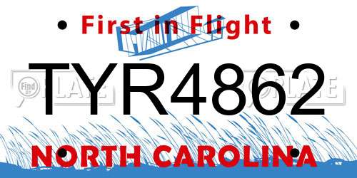 TYR4862 North Carolina License Plate