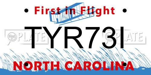 TYR73I North Carolina License Plate